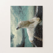 石の白い白くまのハンター ジグソーパズル (縦)