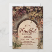 石の素朴アーチ感謝祭ディナー 招待状 (正面)