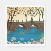 石の素朴橋の川の自然風景 スタンダードランチョンナプキン (正面)