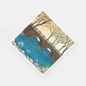 石の素朴橋の川の自然風景 スタンダードランチョンナプキン (角)