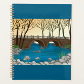 石の素朴橋の川の自然風景 プランナー手帳 (正面)