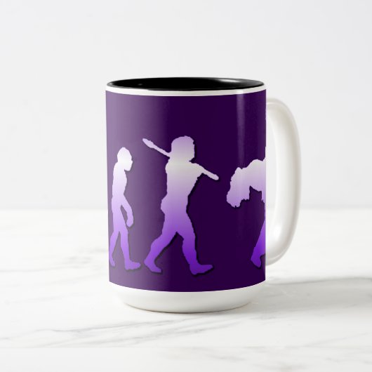 石の紫色のロゴのマグの進化の石 ツートーンマグカップ (正面右)