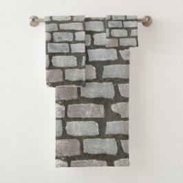 石の経路グレー石畳通り歩道 バスタオルセット