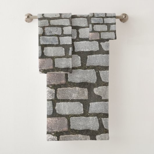 石の経路グレー石畳通り歩道 バスタオルセット (インサイチュ)