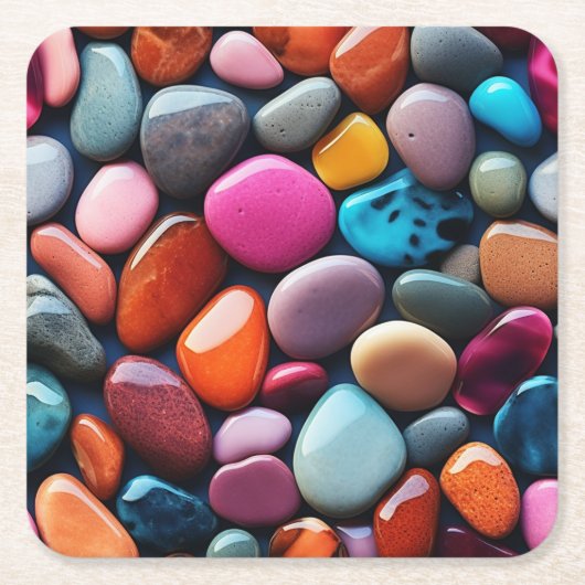石の背カラフル景紙コースター スクエアペーパーコースター (正面)
