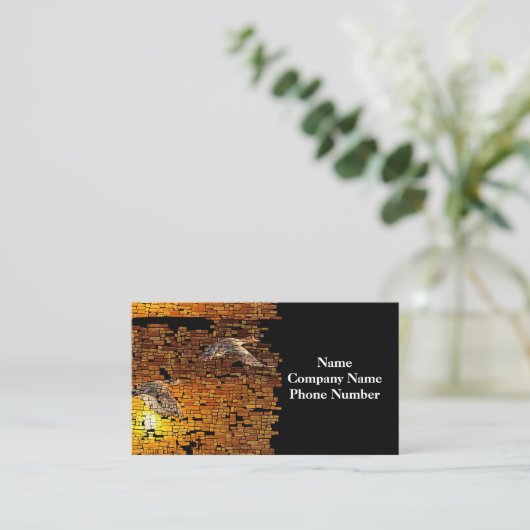 石の背景に荒野サンセットアヒル 名刺 (スタンド正面)