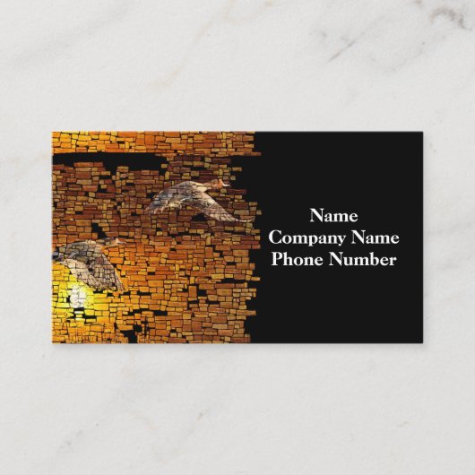 石の背景に荒野サンセットアヒル 名刺 (正面)