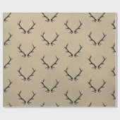 石の背景に黒い〔雄ジカの〕枝角 ラッピングペーパー (フラット)