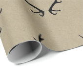 石の背景に黒い〔雄ジカの〕枝角 ラッピングペーパー (ロールコーナー)