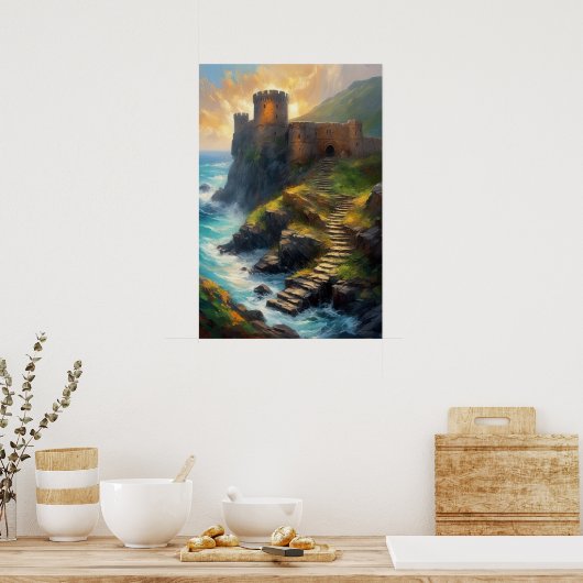 石の要塞の遺跡，海の端から ポスター (キッチン)