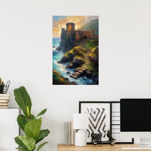 石の要塞の遺跡，海の端から ポスター (ホームオフィス)