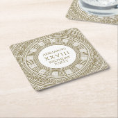 石の要素を持つ古代ギリシャの誕生日パーティー スクエアペーパーコースター (アングル)