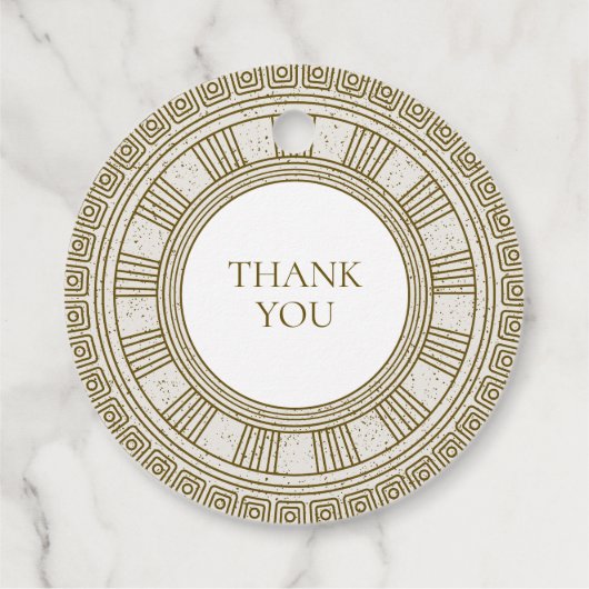 石の要素を持つ古代ギリシャの誕生日パーティー フェイバータグ (裏面)