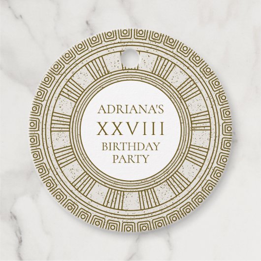 石の要素を持つ古代ギリシャの誕生日パーティー フェイバータグ (正面)