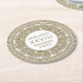 石の要素を持つ古代ギリシャの誕生日パーティー ラウンドペーパーコースター (アングル)