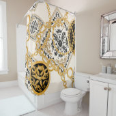 石の金ゴールド鎖に継ぎ目大切のない模様  シャワーカーテン (インサイチュ)