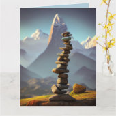 石の静かな石アート誕生日グリーティングカード カード (黄色い花)