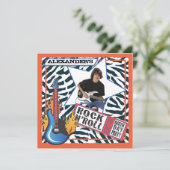 石のN'Rollのロックスターのバースデーパーティ招待状 招待状 (スタンド正面)