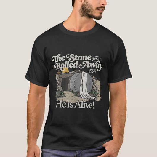 石は彼が生転がきているキリスト教の復活祭だった Tシャツ (正面)
