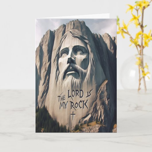 石は救い主を刻み私の岩である カード (黄色い花)