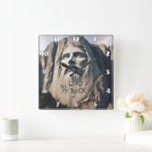 石は救い主を刻み私の岩である スクエア壁時計 (ホーム)