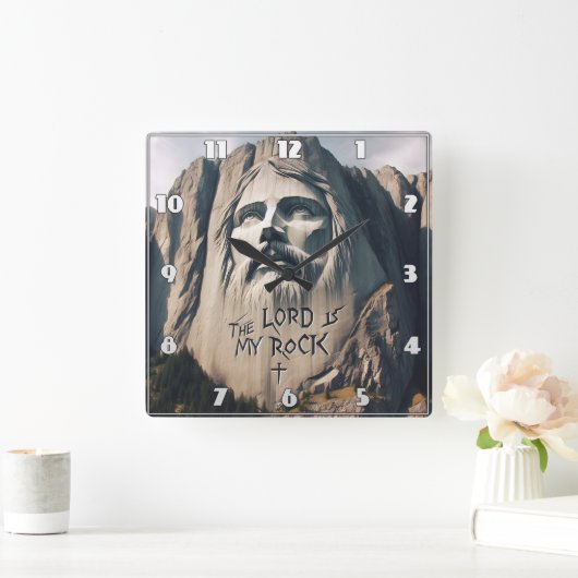 石は救い主を刻み私の岩である スクエア壁時計 (ホーム)