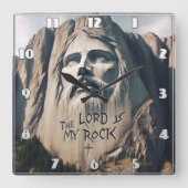石は救い主を刻み私の岩である スクエア壁時計 (正面)