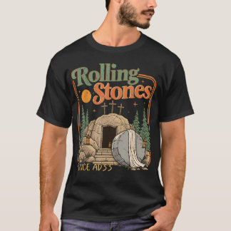 石は転がされた 彼は生きている レトロ Tシャツ