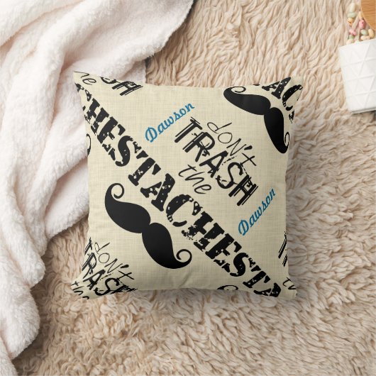 石ひげ口ひげレトロヒップスターをゴミにしないで クッション (ブランケット)