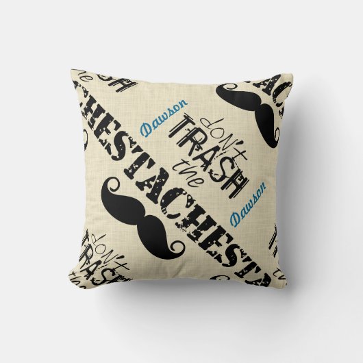 石ひげ口ひげレトロヒップスターをゴミにしないで クッション (正面)