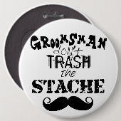 石ひげ口ひげレトロヒップスターをゴミにしないで 缶バッジ (正面&裏面)