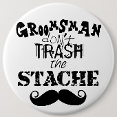 石ひげ口ひげレトロヒップスターをゴミにしないで 缶バッジ (正面)