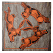 石をモチーフにした3ウサギシンプルの銅グロー