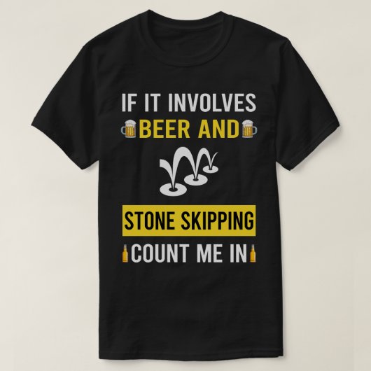石を飛ばすビールと石ロックスキミング Tシャツ (デザイン正面)