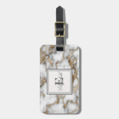 石カッコいい白金ゴールド大理石テクスチャ、モノグラム ラゲッジタグ (正面縦)