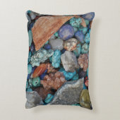 石カラフル岩ナチュラルテクスチャー灰褐色ブルーブルー アクセントクッション (裏面(縦))