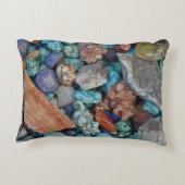 石カラフル岩ナチュラルテクスチャー灰褐色ブルーブルー アクセントクッション (裏面)