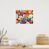 石カラフル石 – 川の絵画岩 ポスター (キッチン)