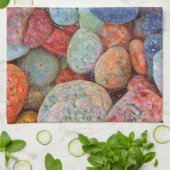 石カラフル、小石、岩 キッチンタオル (折り畳み)