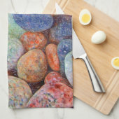 石カラフル、小石、岩 キッチンタオル (四つ折り)