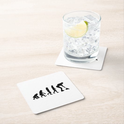 石カーリングウィンターアイススポーツカーラーの進化 スクエアペーパーコースター (インサイチュ)