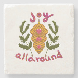 石コースター喜びすべてのまわりにのクリスマスパインコーン ストーンコースター