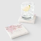 石コースター：さくらんぼ花 ストーンコースター (横)