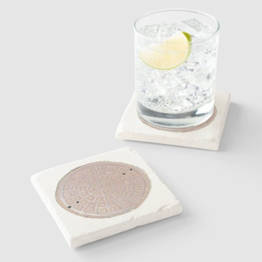 石コースター – アイアンマンホールカバー ストーンコースター (横)