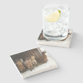 石コースター – アルパカに降る雪 ストーンコースター (横)