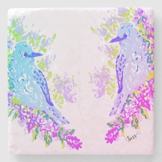 石コースター：カナリアの美しい ストーンコースター (正面)