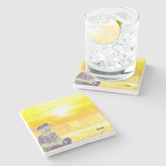 石コースター：独り考えで ストーンコースター (横)