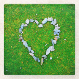 石ハートガラスコースター ガラスコースター