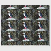 石パターン紙のツノメドリ ラッピングペーパー (フラット)