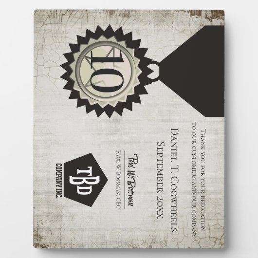 石フェイク器社員の周年記念品 フォトプラーク (正面)